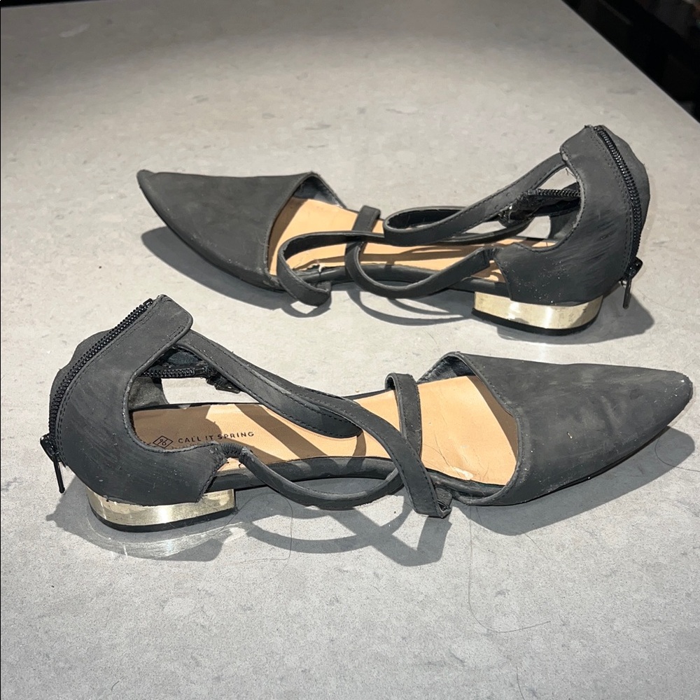 Call It Spring Black Pointed Flats - Picture 2 of 4